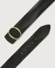 Orciani Bull Soft high-waist leather belt brass monogram buckle Leather Black