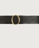 Orciani Bull Soft high-waist leather belt brass monogram buckle Leather Black