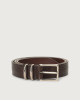 Orciani Grit leather belt with double metal loop Embossed leather Brown