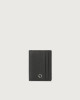 Orciani Micron hinge opening leather card holder Grained leather Black