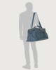 Orciani Micron leather duffle bag with shoulder strap Grained leather Blue