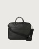 Orciani Timeless slim boarded leather business bag Leather Black