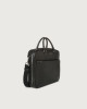 Orciani Timeless slim boarded leather business bag Leather Black