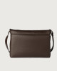 Orciani Freedom Micron dollar leather messenger bag Grained leather Ebony