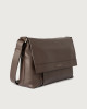 Orciani Freedom Micron dollar leather messenger bag Grained leather Ebony