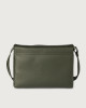 Orciani Micron dollar leather messenger bag Grained leather Olive green