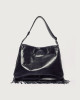 Orciani Diana Gotham Large shiny leather crossbody bag Patent leather Black
