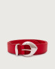 Orciani Soft leather belt with metallic loop 3 cm Grained leather Marlboro red
