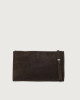 Orciani NoBuckle Peach suede leather pouch with wristband Suede leather chocolate