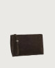 Orciani NoBuckle Peach suede leather pouch with wristband Suede leather chocolate