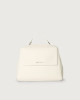 Orciani Sveva Soft Small leather handbag with shoulder strap Grained leather White