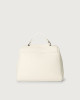 Orciani Sveva Soft Small leather handbag with shoulder strap Grained leather White