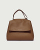 Orciani Sveva Soft Midi leather shoulder bag with shoulder strap Grained leather Honey