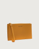 Orciani Micron leather pouch with wristband Grained leather Ocher