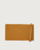 Orciani Micron leather pouch with wristband Grained leather Ocher