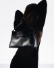 Orciani Nana Soft leather shoulder bag with strap Grained leather Black