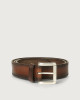 Orciani Buffer leather belt with roller buckle Leather Cognac