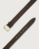 Orciani Grit leather belt with roller buckle Embossed leather Chocolate