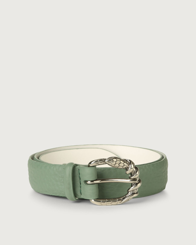 Orciani Soft leather belt with snake buckle Leather Sage Green