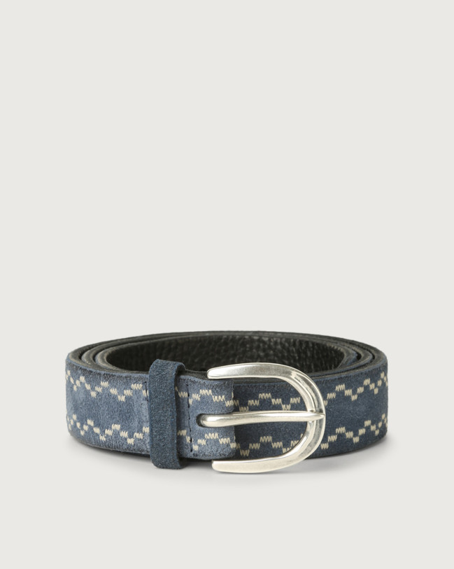 Orciani Cloudy Frame suede leather belt Suede Denim