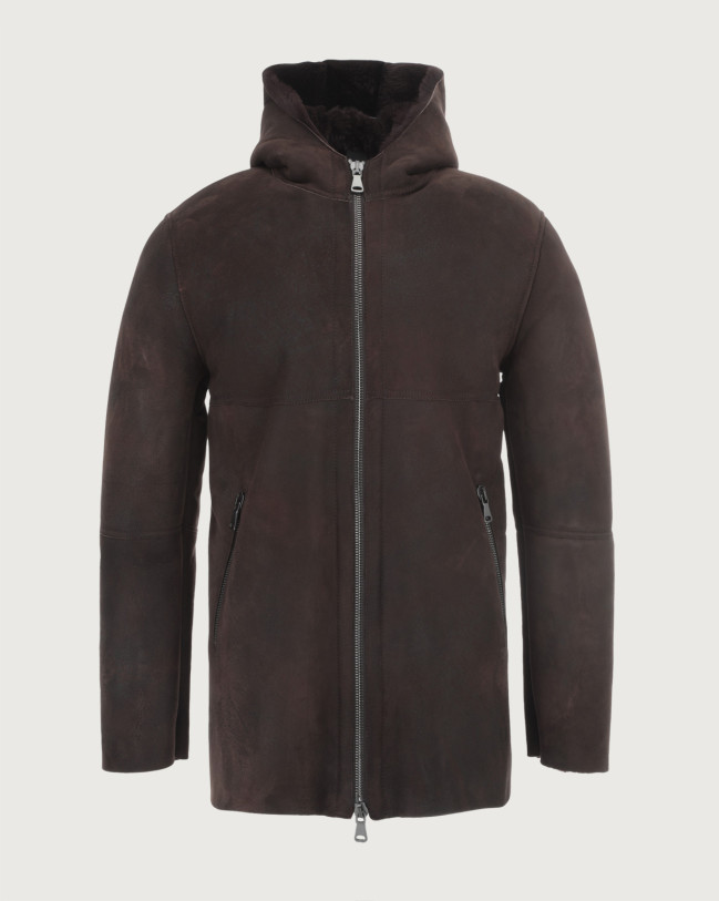 Orciani Aspen shearling jacket with hood Shearling Chocolate