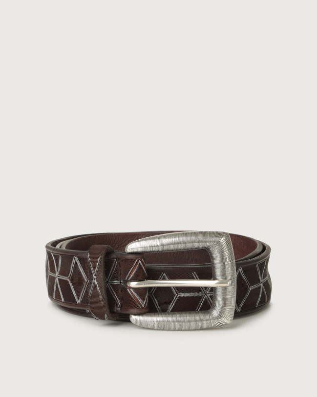 Orciani Prismatic leather belt Leather Unique