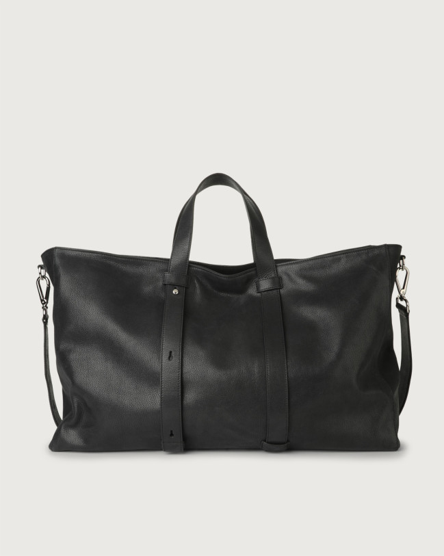 Orciani Chevrette large leather weekender bag Leather Black