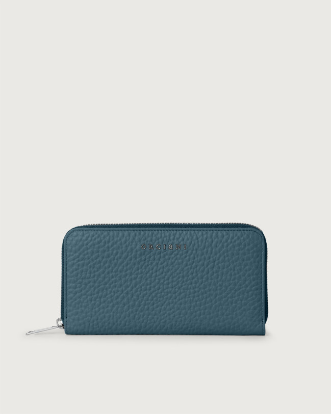 Orciani Zip around Soft leather wallet with RFID protection Leather Blue