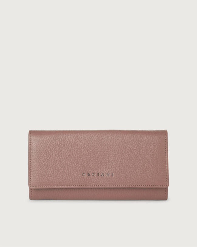 Orciani Micron leather envelope wallet with RFID Leather Mauve