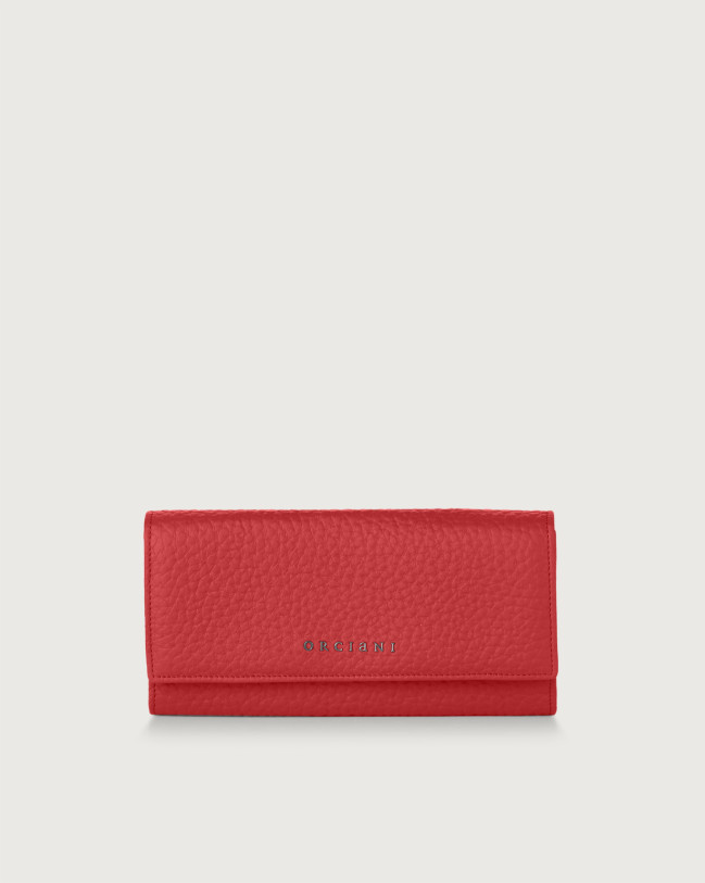 Orciani Soft leather wallet with RFID protection Grained leather Marlboro red