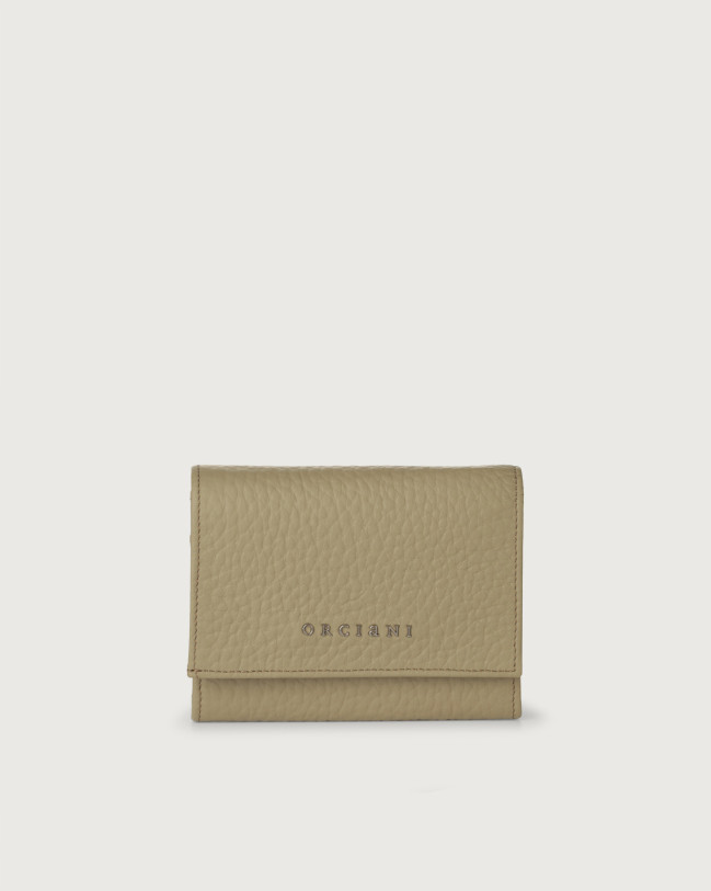 Orciani Soft leather wallet with RFID protectrion Grained leather, Leather Kaki