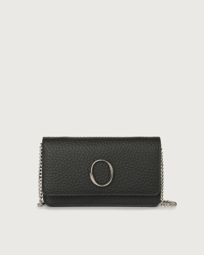 Orciani Soft leather pochette with RFID Leather Black