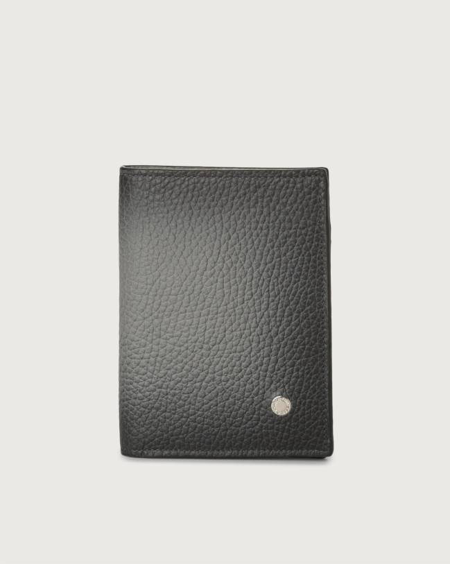 Orciani Micron Deep leather vertical wallet with RFID Leather Grey