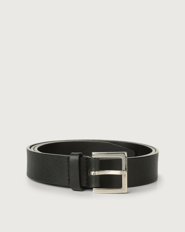 Orciani Basic Saffiano classic leather belt Leather Black