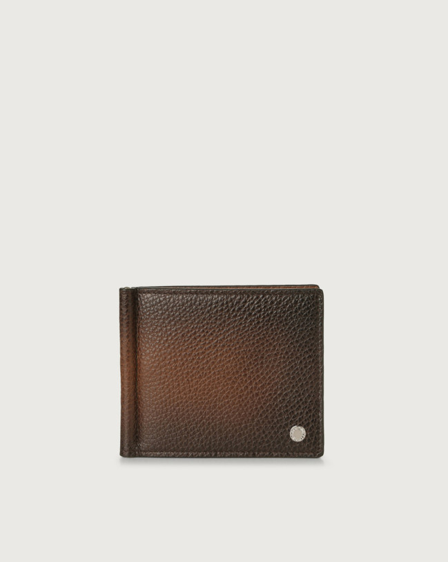 Orciani Micron Deep leather wallet with money clip and RFID protection Leather Brown