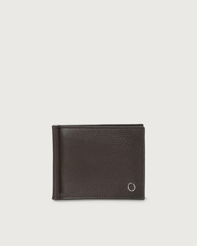 Orciani Chevrette leather wallet with money clip Leather Chocolate