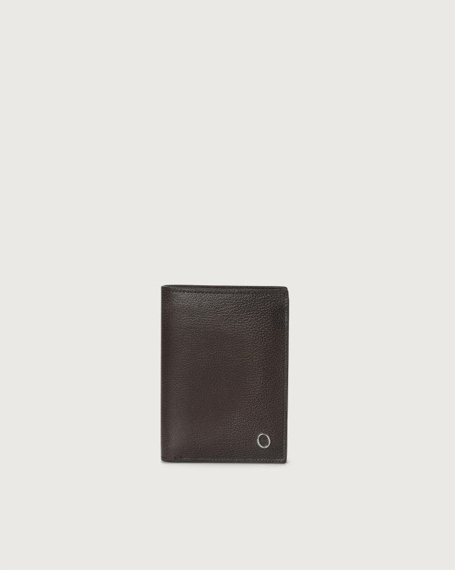 Orciani Chevrette leather vertical wallet Leather Chocolate