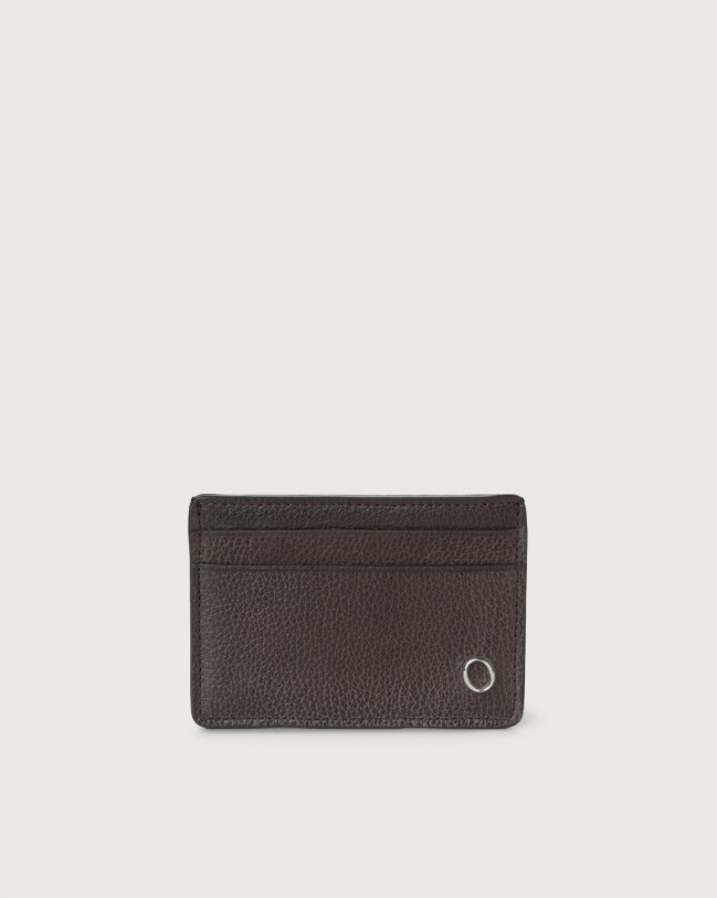 Orciani Chevrette leather card holder Leather Chocolate