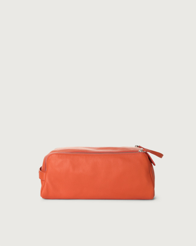 Orciani Micron leather shoe bag Grained leather Orange