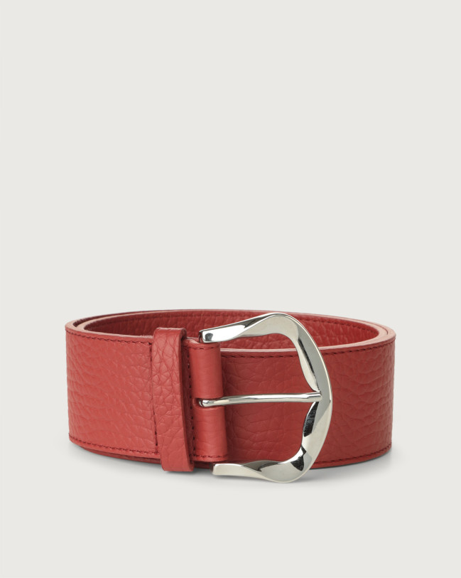 Orciani Soft leather belt 5 cm Grained leather Brick