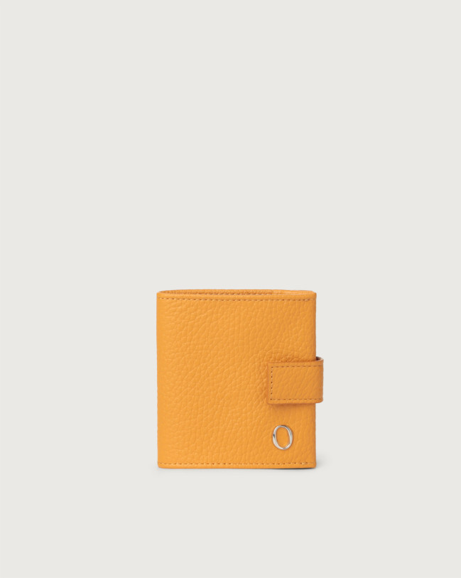 Orciani Micron leather coin purse Grained leather Ocher