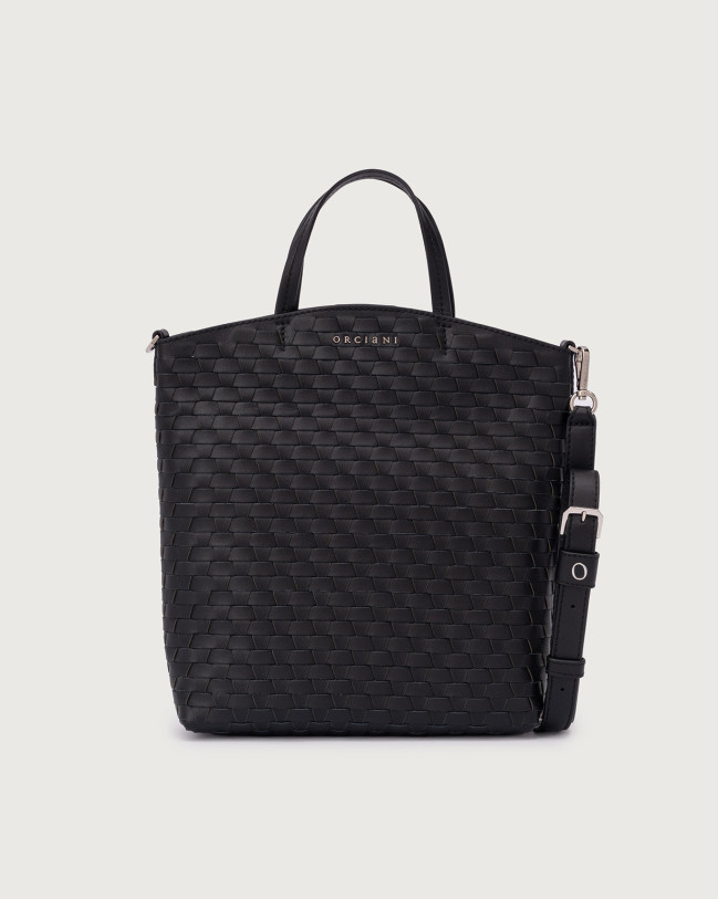 Orciani Ladylike Nappa Woven Small leather tote bag Leather black