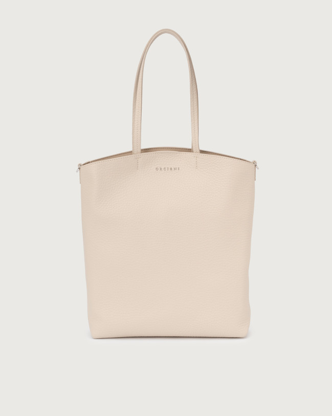 Orciani Ladylike M Soft medium leather tote bag Grained leather Ivory