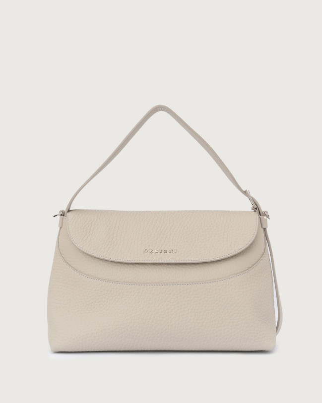 Orciani Nana Soft leather shoulder bag with strap Grained leather Clay