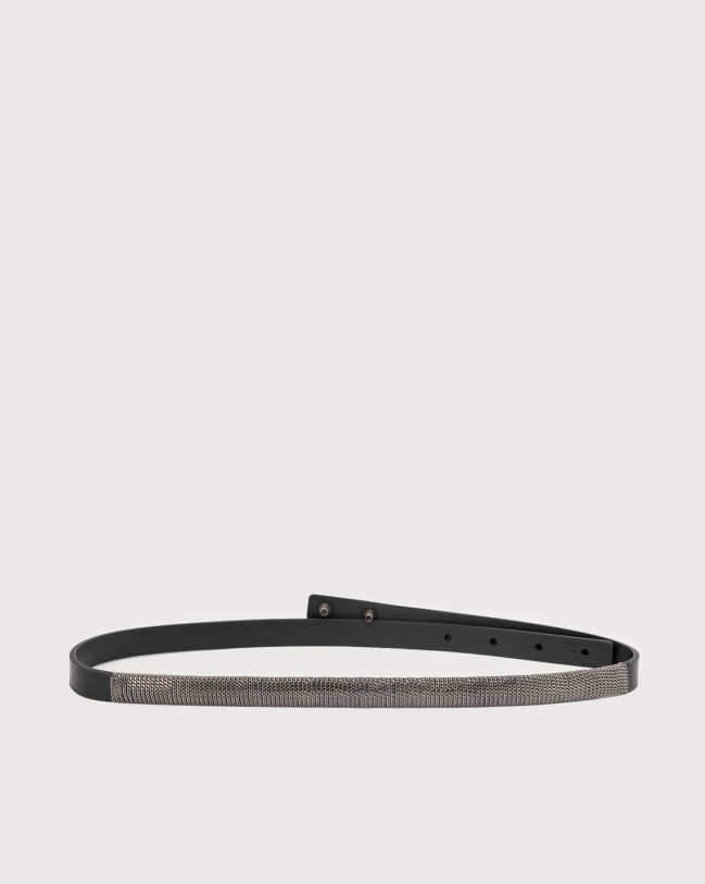 Orciani Nappa Chain leather belt 1,5 cm Nappa leather Black