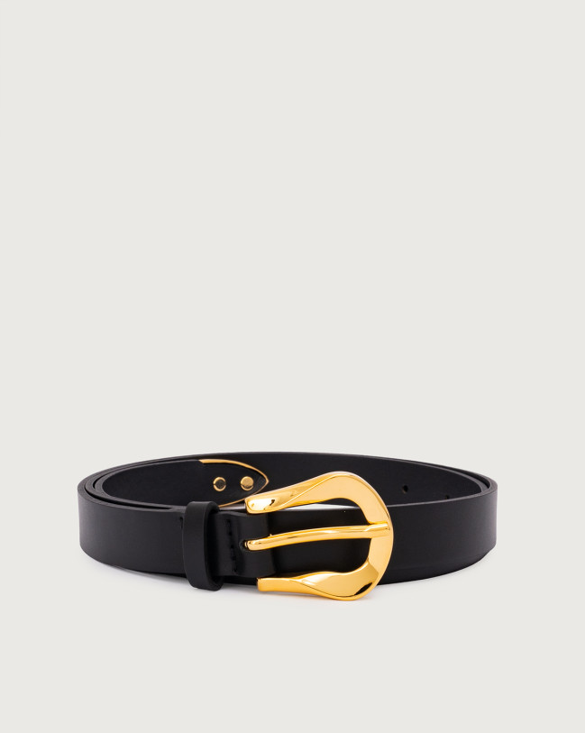 Orciani Vanity long tip leather belt 2 cm Leather Black