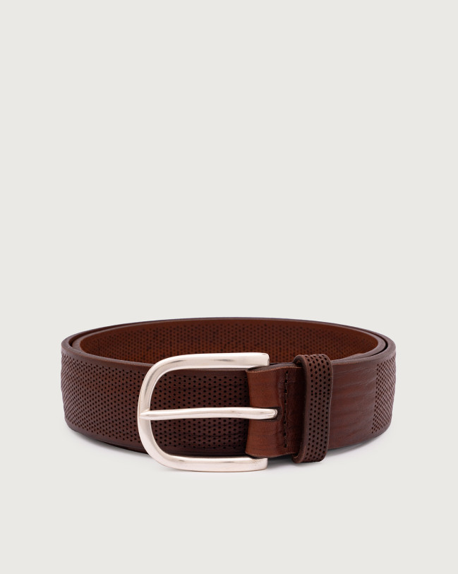 Orciani Wave leather belt 3,5 cm Leather Brown