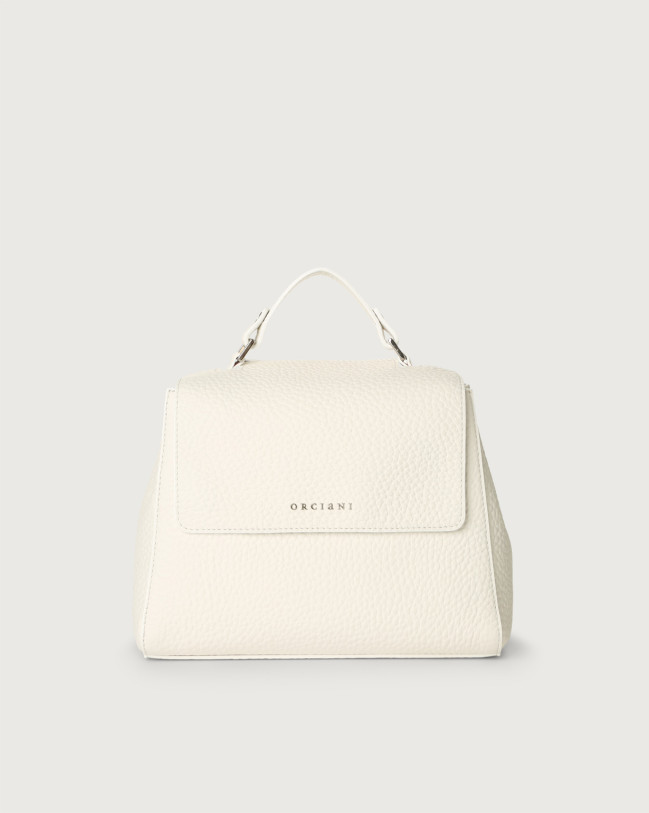 Orciani Sveva Soft small leather handbag with strap Leather White