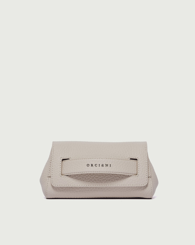 Orciani Gossip Soft grained leather clutch Grained leather Ivory