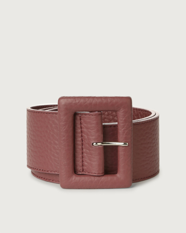 Orciani Soft high waist leather belt Grained leather Terracotta